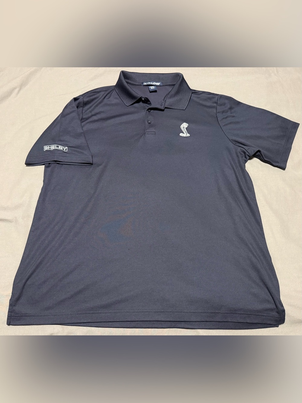 Devon & Jones Shelby Cobra Polo Shirt Men's XL Blue Embroidered Logo Mustang